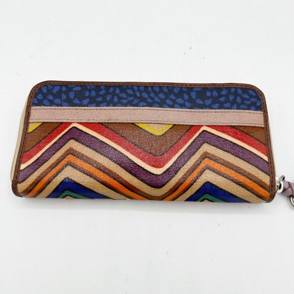 Y2K Fossil Keyper Colorful Zip Around Wallet Retro Women's - Picture 3 of 5